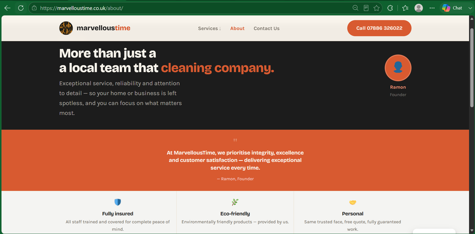 Marvellous Time Services website project screenshot 2