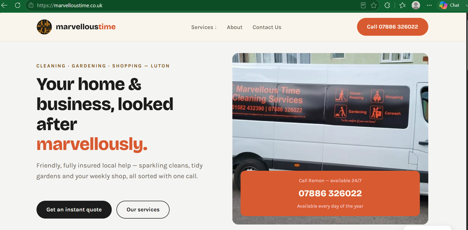 Marvellous Time Services website project screenshot 1