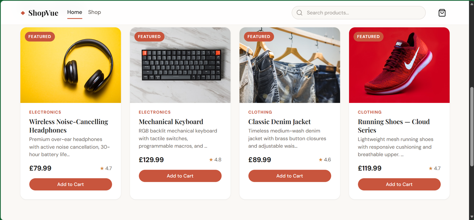 ShopVue website project screenshot 1