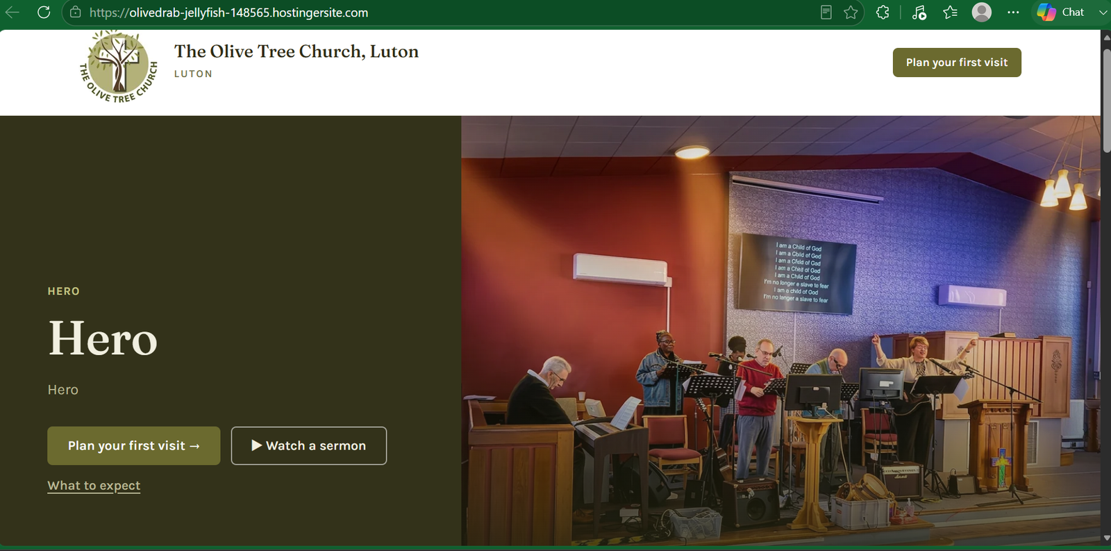Olive Tree Church website screenshot
