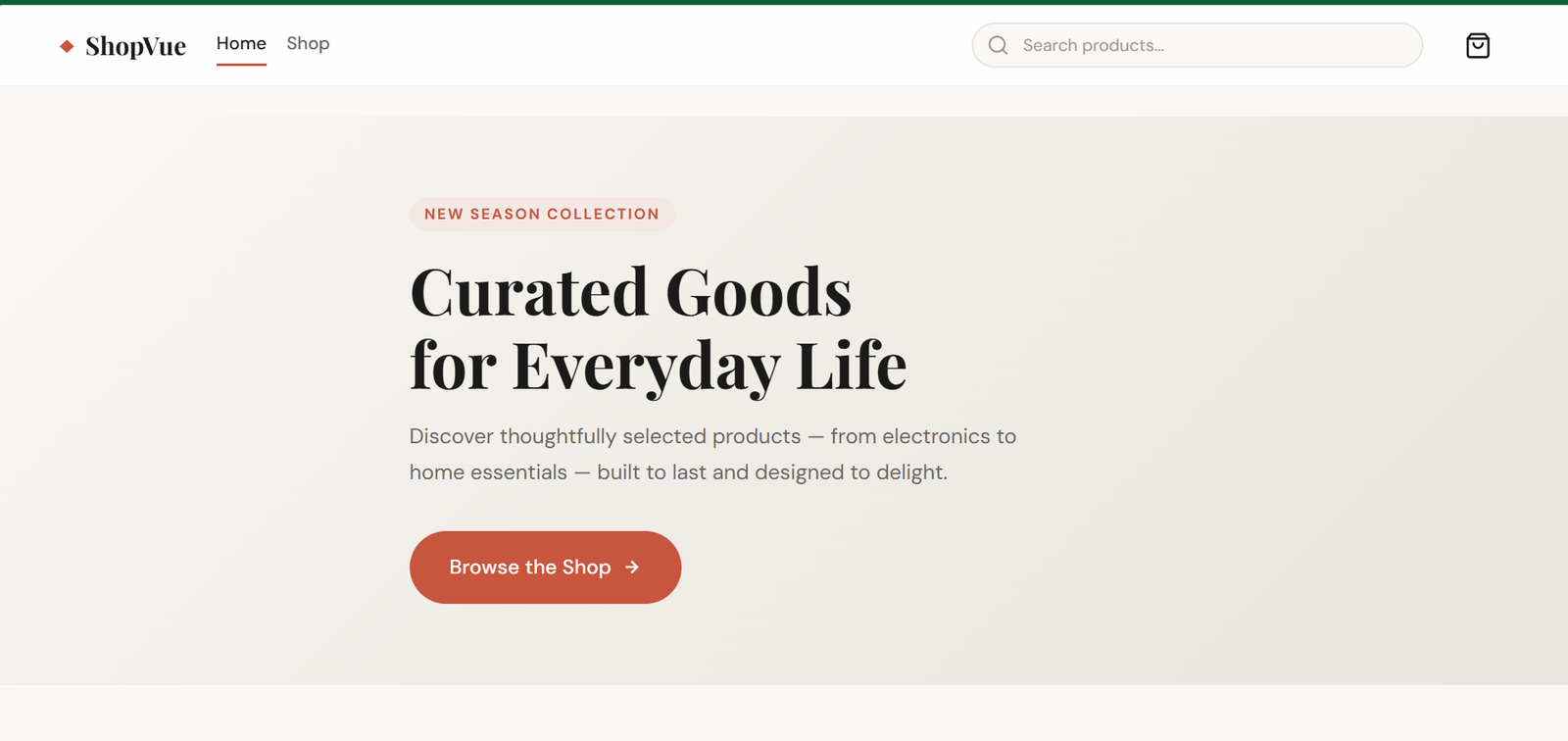 ShopVue website project screenshot 2